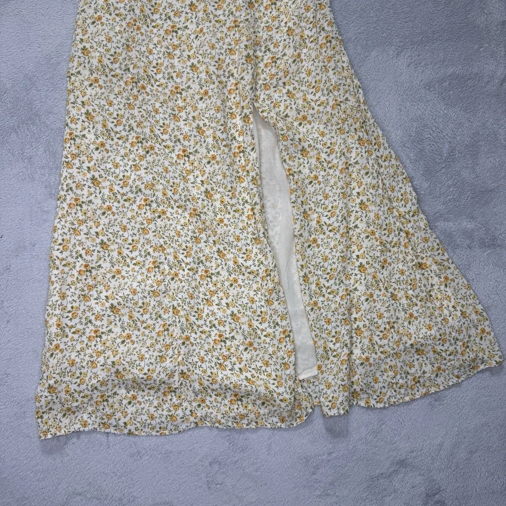 Reformation Women's Size 10 Floral Maxi Dress Puff Sleeve Sweetheart Slit